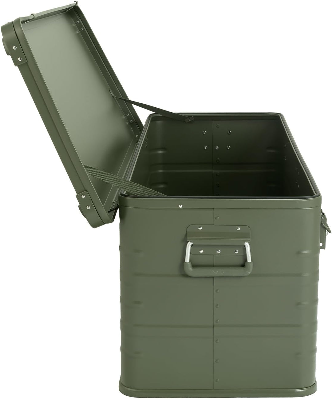 Alubox Alukiste abschliessbar E159G OLIVGRÜN - Premium Lagerbox 159 Liter - Materialstärke 1mm - Dec