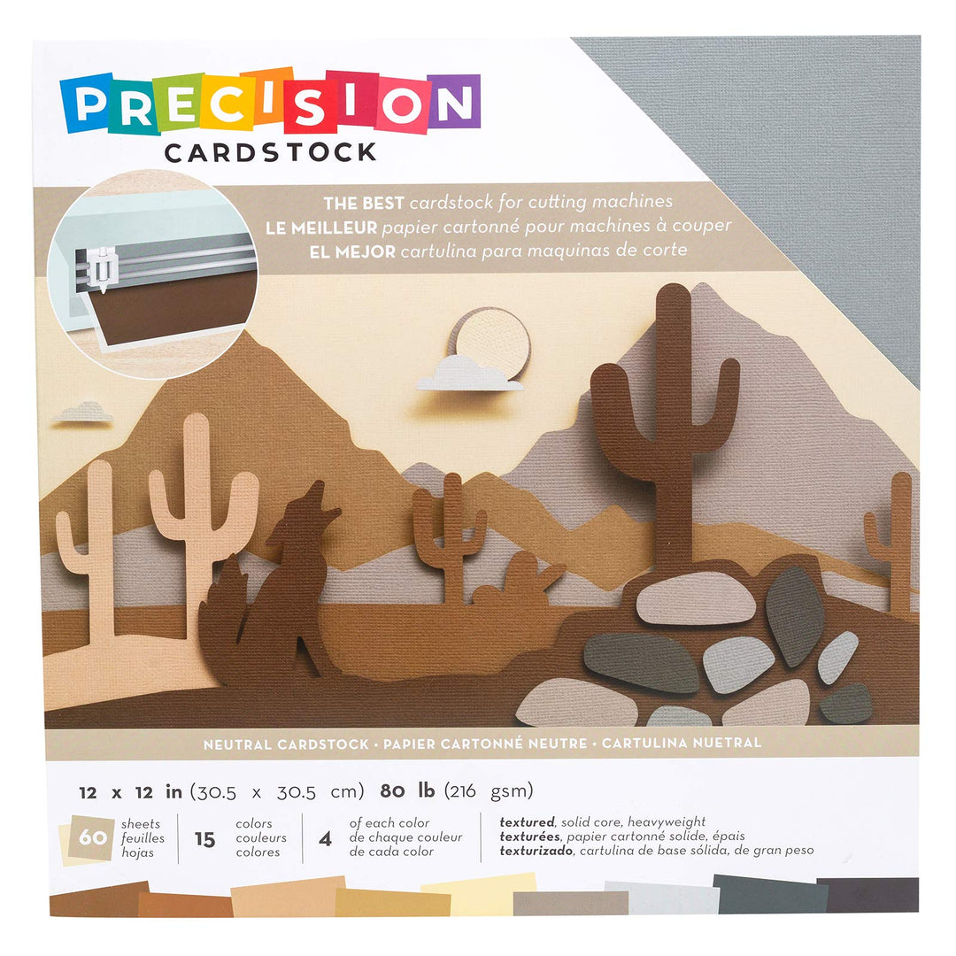 American Crafts Präzisions-Kartonpapier, 36,3 kg, 30,5 x 30,5 cm, 60 Stück, neutral/strukturiert, Ne