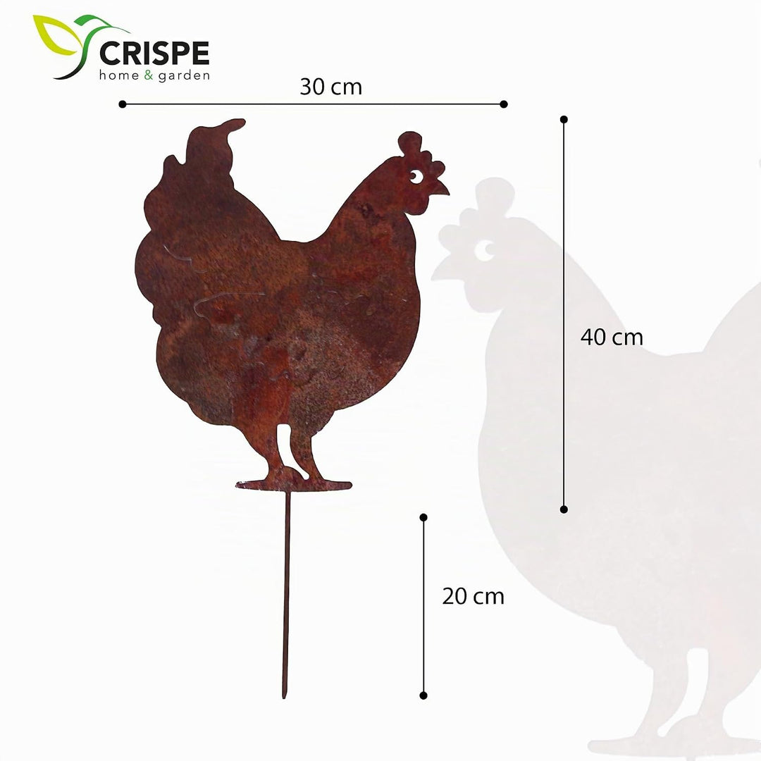 Crispe Gartenstecker Dekoration Edelrost - Huhn - Metall rostige Dekofigur - Höhe 40 cm, Huhn