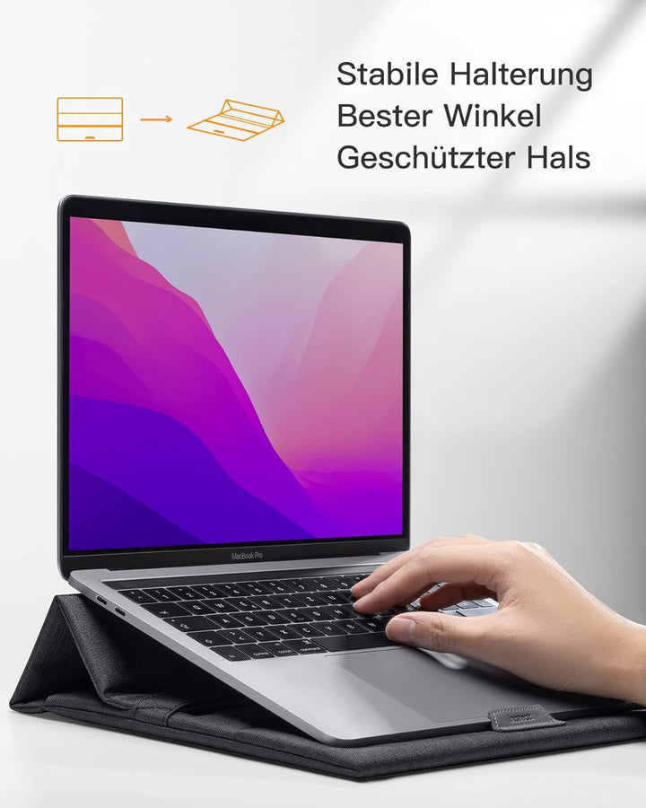 Inateck 13 Zoll Laptop-Hülle mit Standfunktion Kompatibel mit MacBook Air M2/M1 2022-2016, MacBook P