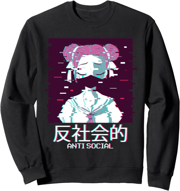 Anti-Social Anime Girl Geisha - Japanese Vaporwave Aesthetic Sweatshirt