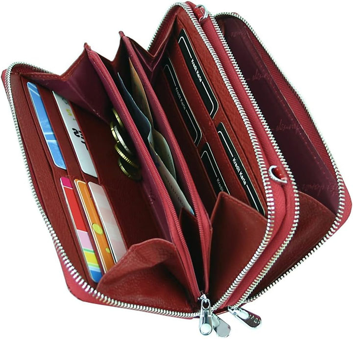 Jennifer Jones - Echt Leder Handtasche mit Handyfach - 2in1 Handytasche & Geldbörse mit RFID-Schutz,