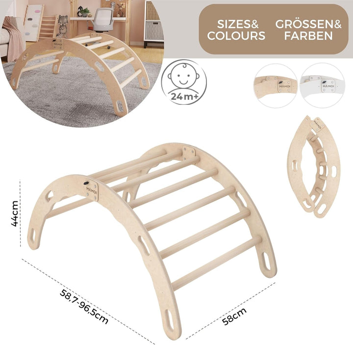 MAMOI® Kletterbogen, Kletterdreieck, Baby Klettern, Klettergerüst aus Holz, Holzbogen für Kinder, Sp