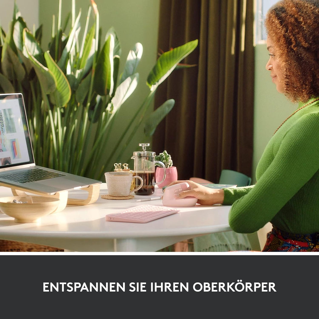 Logitech Lift Vertikale Ergonomische Maus, Kabellos, Bluetooth oder Logi Bolt USB-Empfänger, Leise K