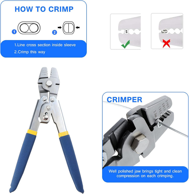 601 Stk Drahtseil Crimpwerkzeug,Draht Crimpzange zum Angeln 0.1-2.2 mm,Drahtseil Crimper Drahtschnei