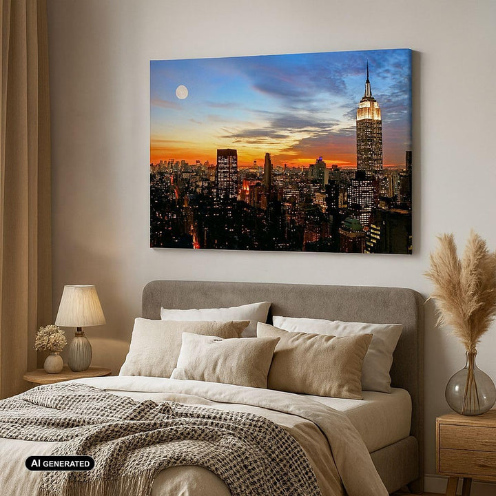 Bilder auf Leinwand Amerika gebäude sonnenuntergang wolkenkratzer Leinwandbild 70x50cm Wandbilder De