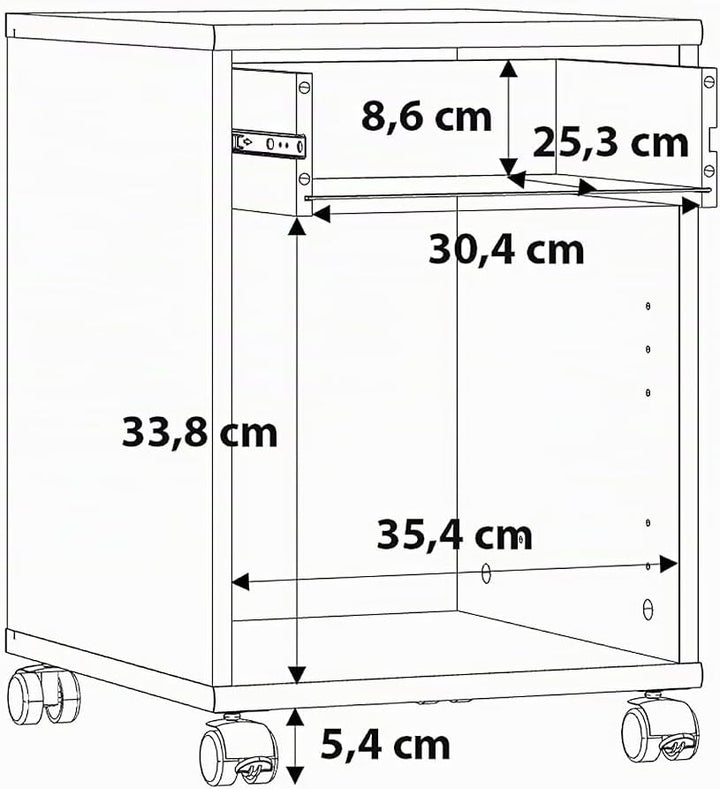 Forte Tempra 2 Rollcontainer mit 1 Tür und 1 Schublade, Holzwerkstoff, Artisan Eiche Dekor, B x H x