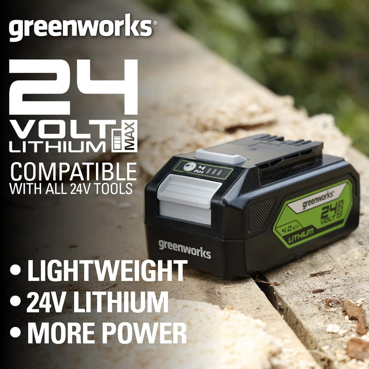 Greenworks Akku G24B4 & Tools Akku-Ladegerät G24C (Li-Ion 24 V 48W Output passend für alle Akkus der