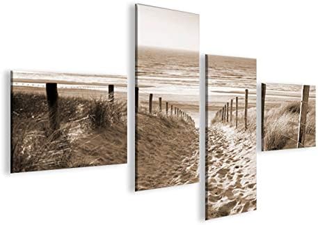 islandburner Bild Bilder auf Leinwand Weg zum Meer Sepia Nordseestrand 4L XXL Poster Leinwandbild Wa