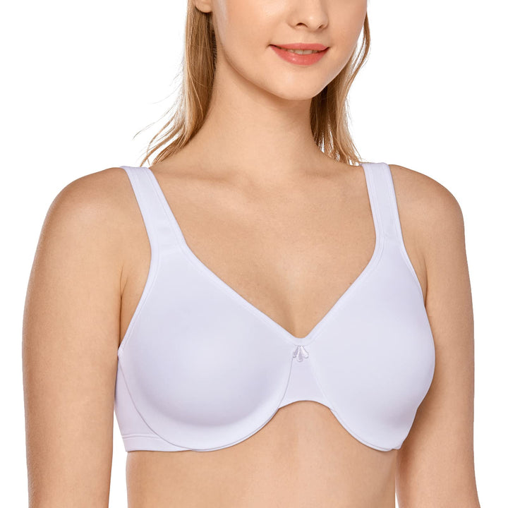 DELIMIRA Damen Minimizer BH mit Bügel Grosse Brüste Starker Halt Seamless Tshirt BHS Soft 70C Weiss,