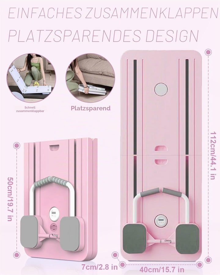 Faltbares Multifunktions-Pilates- und Bauchmuskeltrainingsgerät mit Bauch-Roller,Pilates Board Ellen
