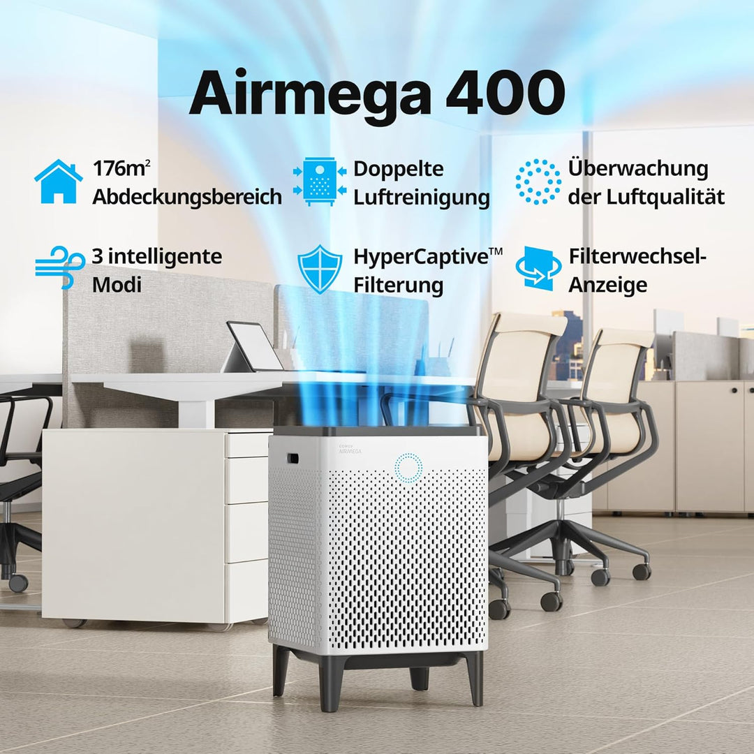 COWAY AIRMEGA 400 Luftreiniger, GreenHEPA™ Technologie, Entfernt 99,999% der Partikel, Viren und Aer