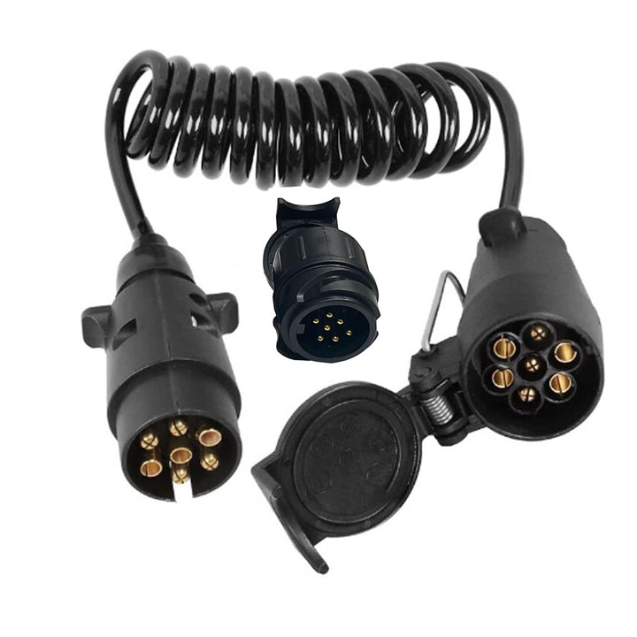 JVJ Anhängerkabel 7 Polig Spiralkabel 2.0m Adapterkabel Verlängerung Kabel mit 7 auf 13 polig Anhäng