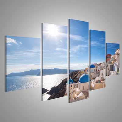 Bild auf Leinwand Oia Dorf In Santorini Island Griechenland Wandbild Poster Kunstdruck Bilder Format