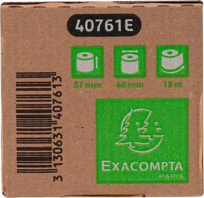 Exacompta 40761E 20er Pack Thermopapierrollen 1-lagig Breite: 57mm, Länge: 18m, Durchmesser Kern: 12