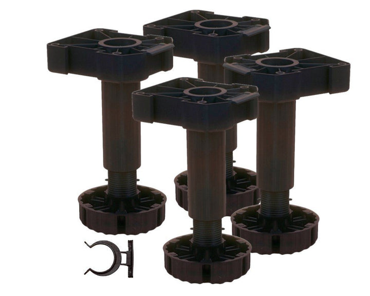 4 er Set Sockelhöhenversteller 200 mm zum Anschrauben incl. Sockelbefestigung