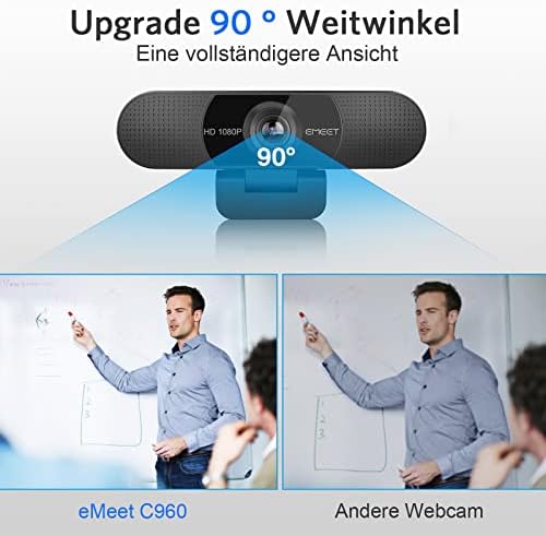 EMEET C960 1080P Webcam & M0 Plus Konferenzlautsprecher - 4 AI-Mikrofon-Arrays für 360° Abdeckung in