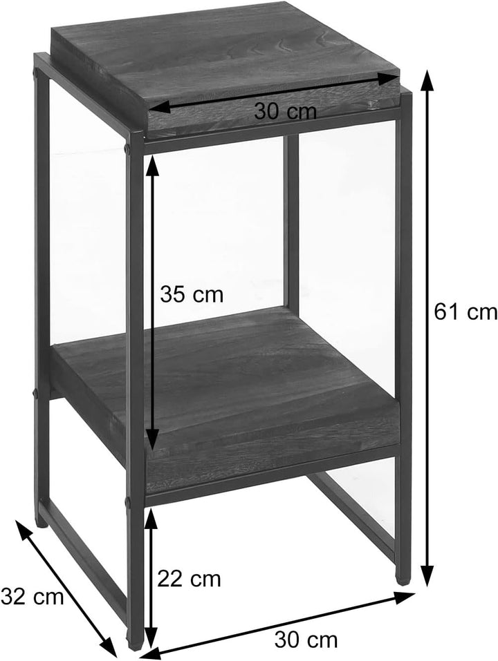 Blumentisch HWC-K71, Blumenregal Beistelltisch Pflanzregal, MVG-Zertifiziert MDF Metall - naturfarbe