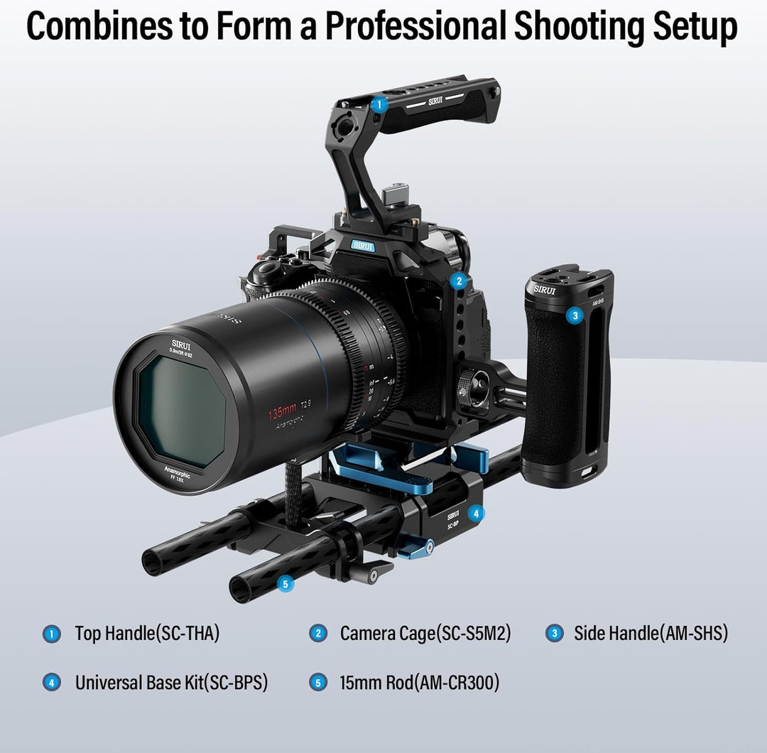 SIRUI AM-LB35 kameraobjektiv Unterstützung Lens Support, universelle 15mm Stangenklemme, 55mm Höhenv