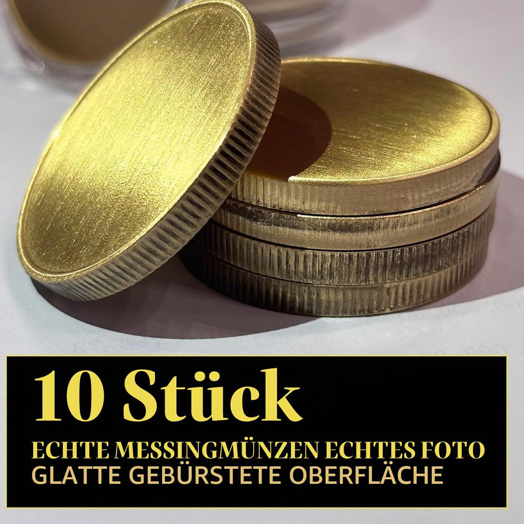 10 Stück 4 mm Messing Rohling Challenge Münzen 40 mm Gewindekante, 4 mm dicke Acryl-Schutzbox, Rohli