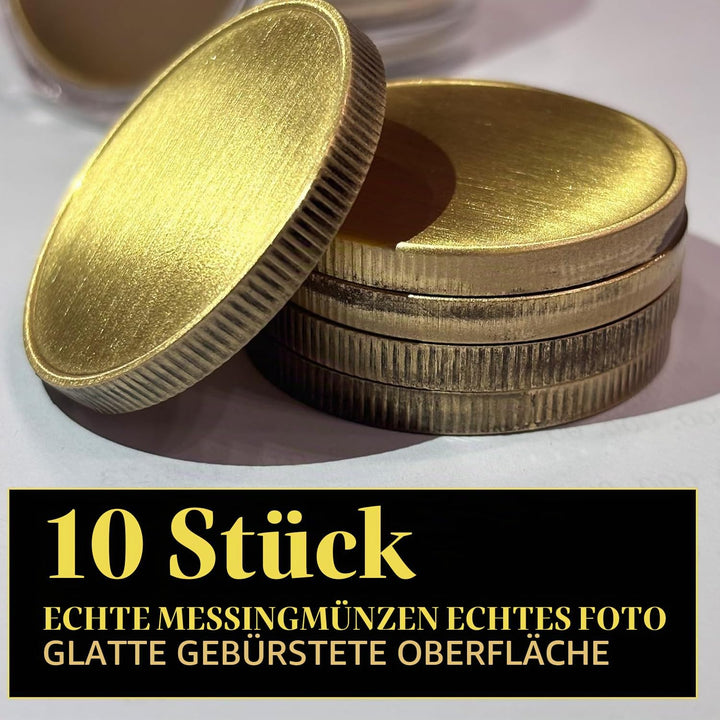 10 Stück 4 mm Messing Rohling Challenge Münzen 40 mm Gewindekante, 4 mm dicke Acryl-Schutzbox, Rohli