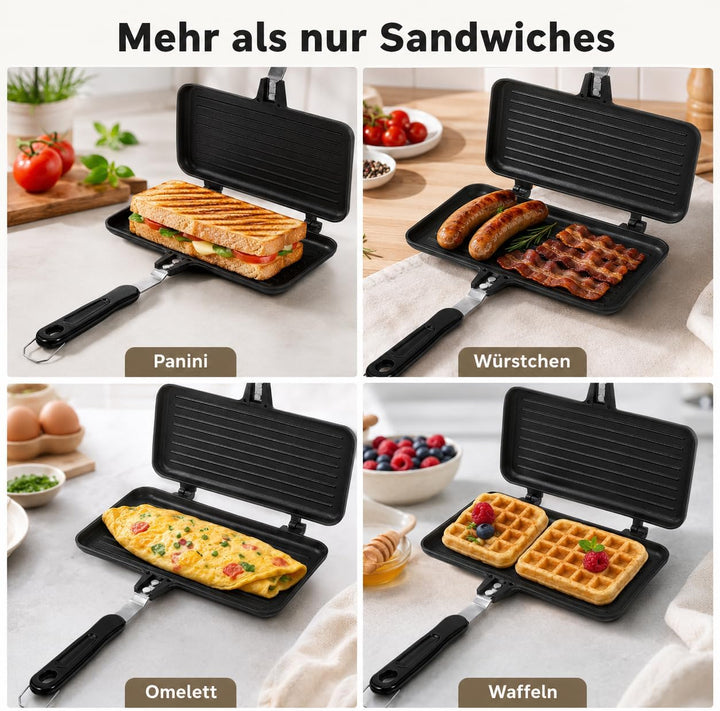 UPKOCH Sandwichmaker Sandwichpresse Grill Frühstückspfanne Aus Aluminiumlegierung Doppelseitige Brat