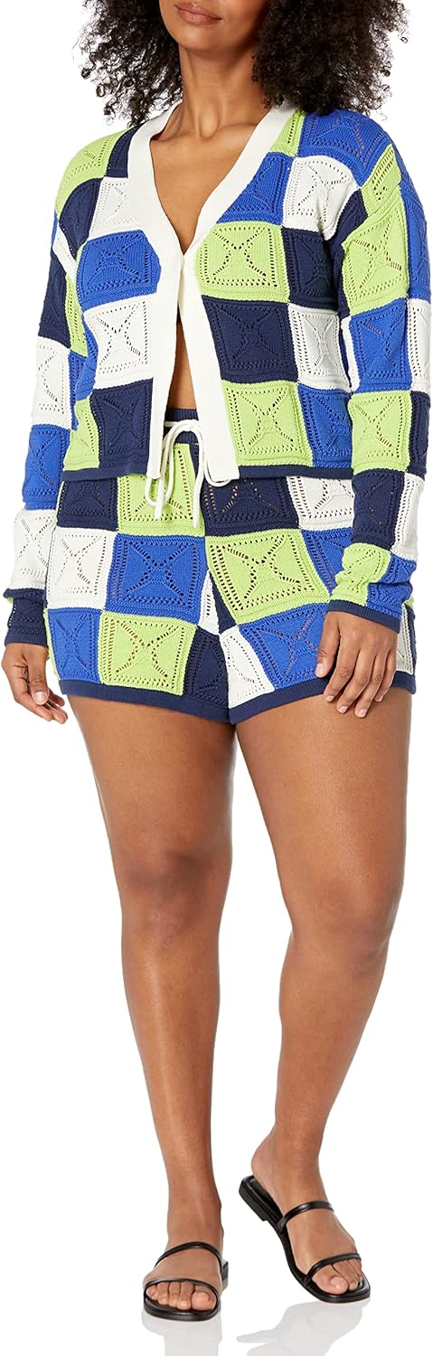 The Drop Shorts für Damen, Lee, Gehäkelt, mit Kordelzug XXL Grosse Grössen Marineblau/Limettengrün,