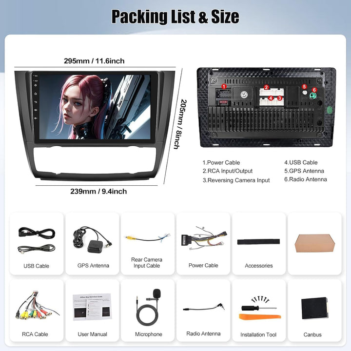 2+64G 8Core CAMECHO Android 13 Autoradio für BMW 1 Serie E81 E82 E87 E88 mit Navi,9-Zoll Auto Radio