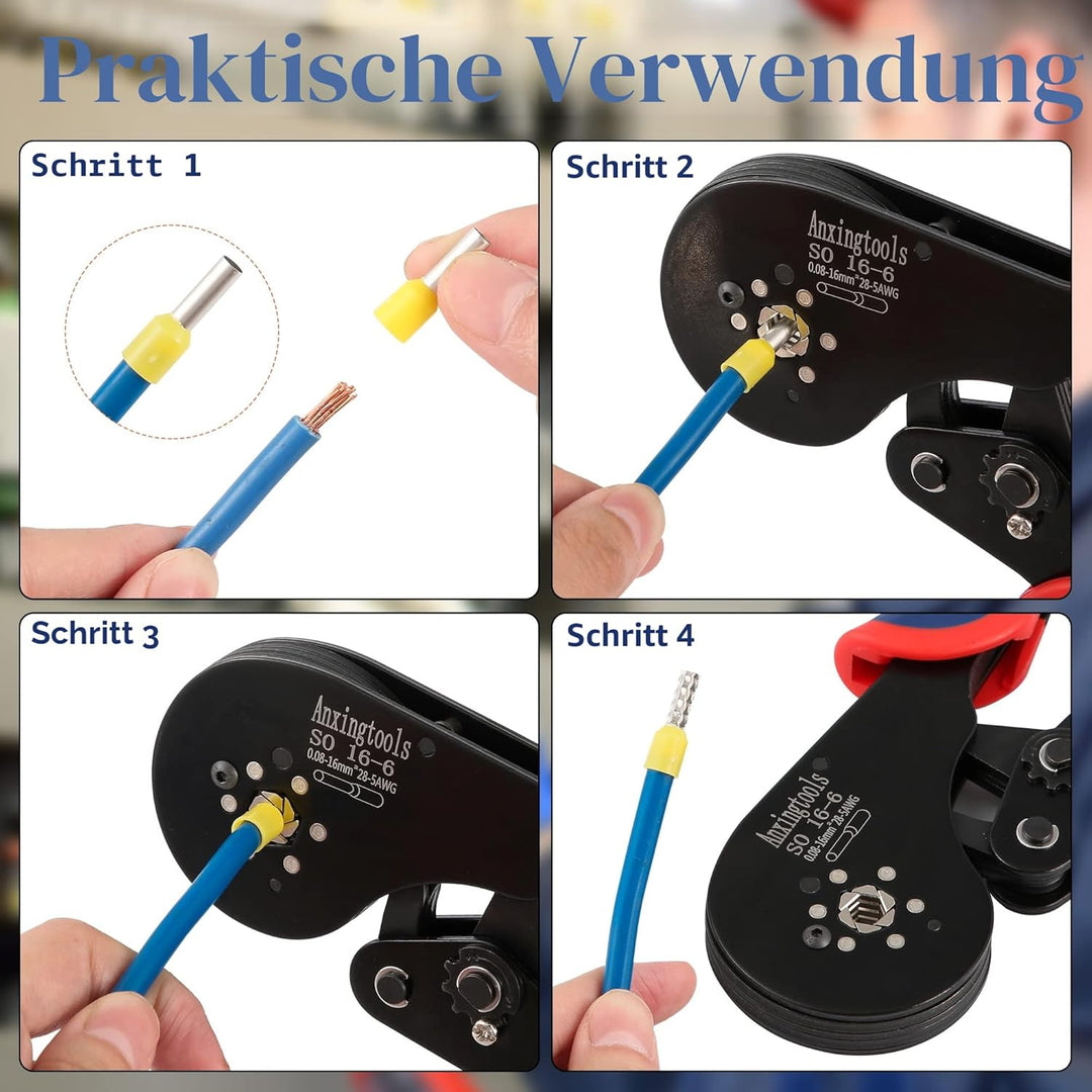 Sechskant-Aderendhülsen-Crimpzange, Aderendhülsen-Crimpzange und Sechskant-Aderendhülsen-Crimpzange,