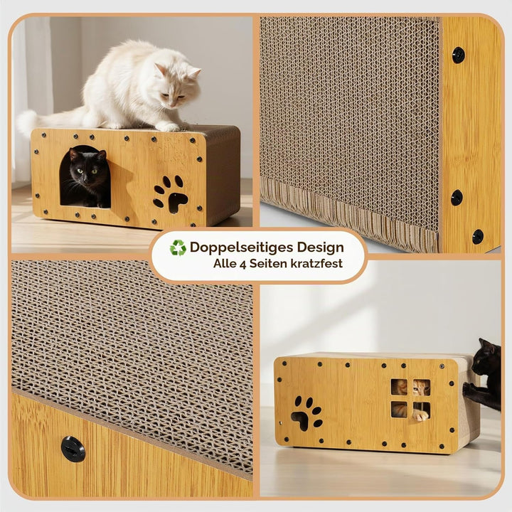 Gimars 59.5x29.5x28 cm Kratzbrett Katzen mit Spielball, Kratzpappe für Katzen gross XXL, Katzenhaus