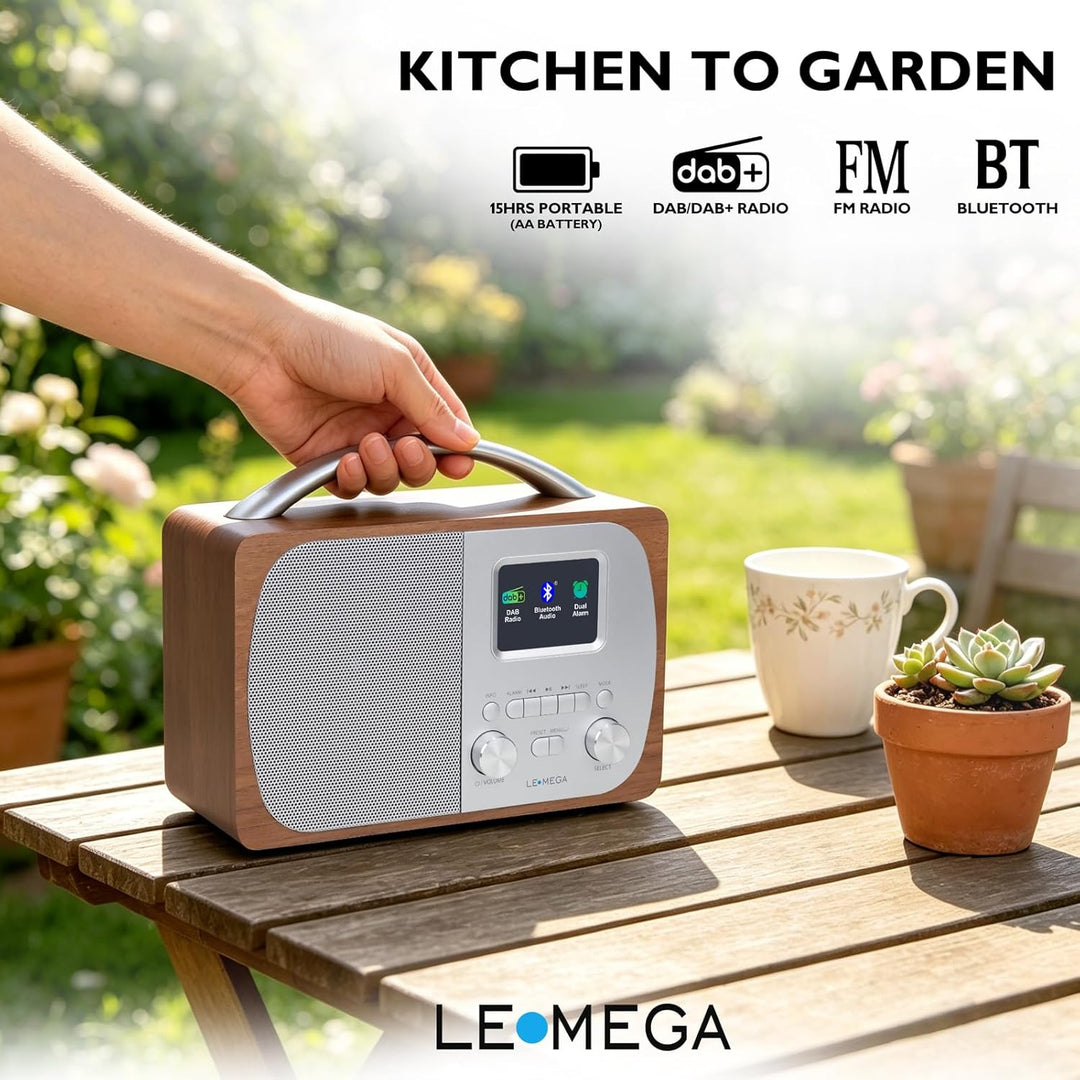 LEMEGA DR5 Tragbares DAB/DAB+ Digitalradio,Radio Holz mit Bluetooth 5.3,UKW-Radio für die Küche oder