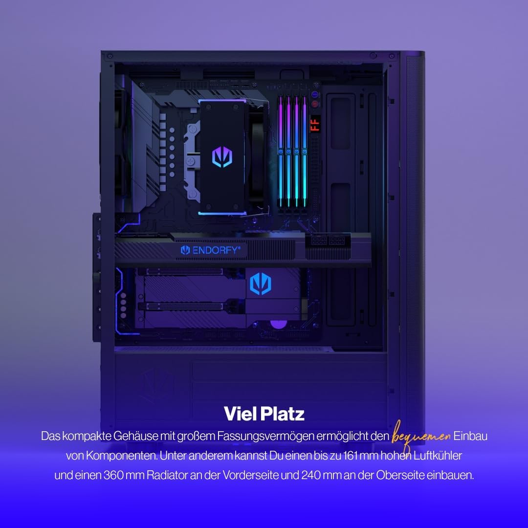 ENDORFY Ventum 200 Solid, ATX Gehäuse, 1x 120mm Lüfter enthalten, Frontblende aus Mesh, Breite Kühlk