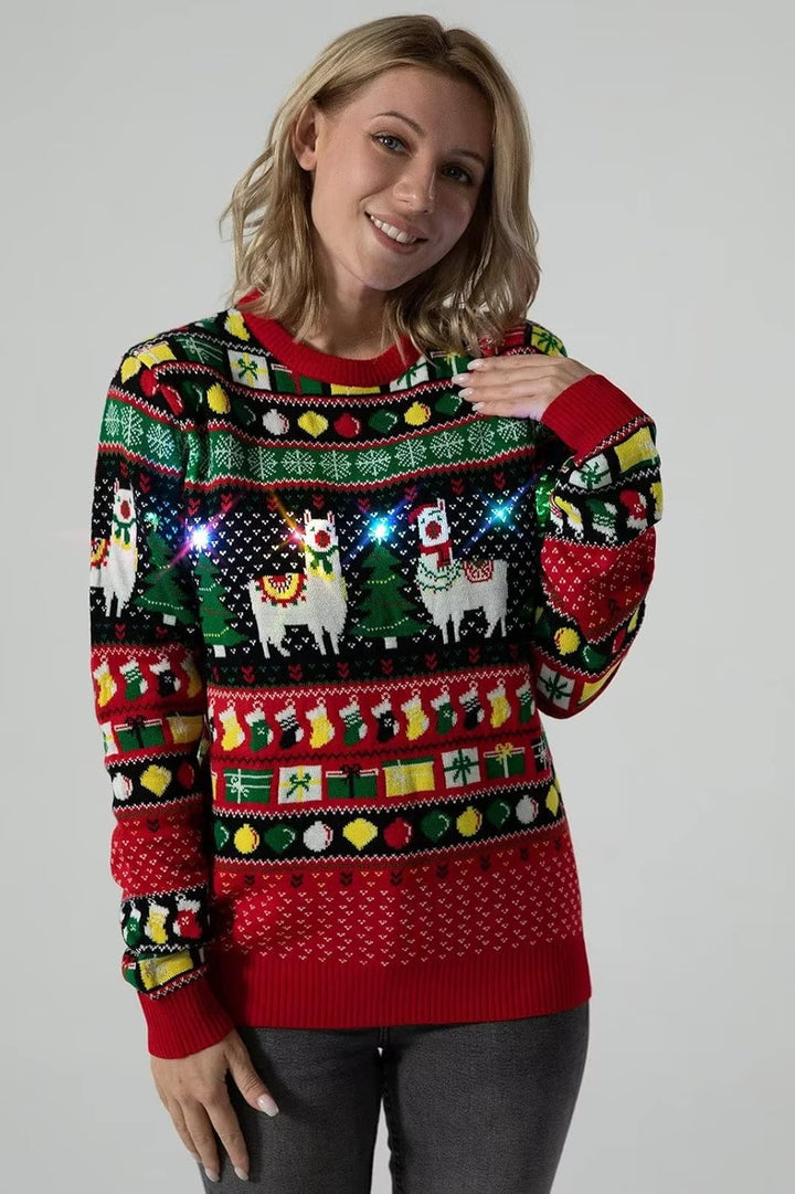 U LOOK UGLY TODAY Unisex Herren Damen Weihnachtspullover LED Licht Lustig Sweater Pulli Hässlich Xma