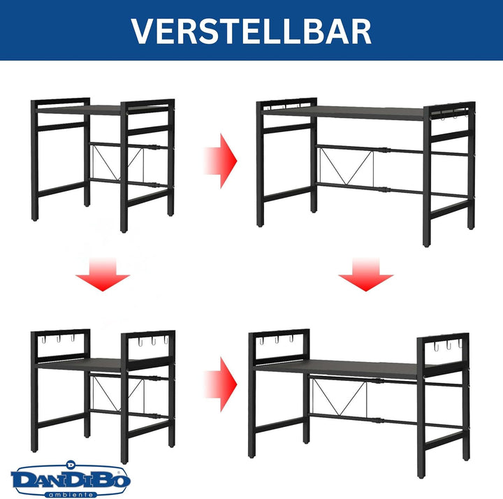 DanDiBo Verstellbares Mikrowellenregal 2 Stufig 40-64 cm Mikrowellen Regal 96613 Stehend Mikrowellen