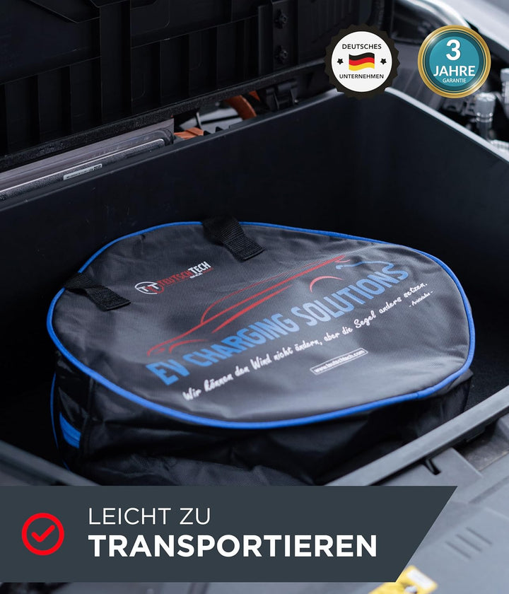 TEUTSCHTECH, EV Ladekabel blau I 10M I TYP2 - TYP2 I 22kW I 3X32A I 3-phasig I Mit Lade- Temperaturü