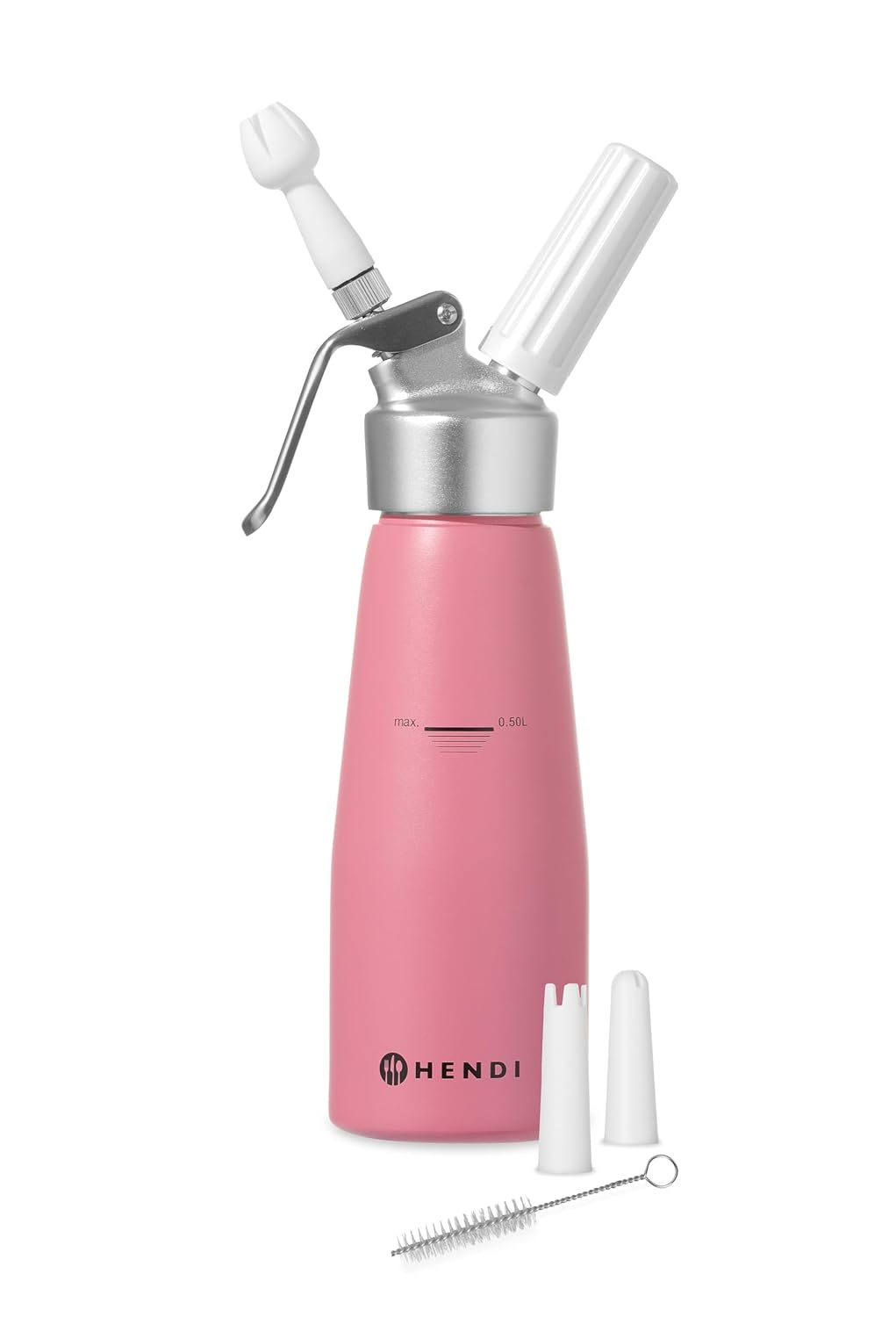 HENDI Sahnespender, Inklusive Set aus 3 Polypropylen Spritztüllen und Reinigungsbürste, Sahne-Mousse