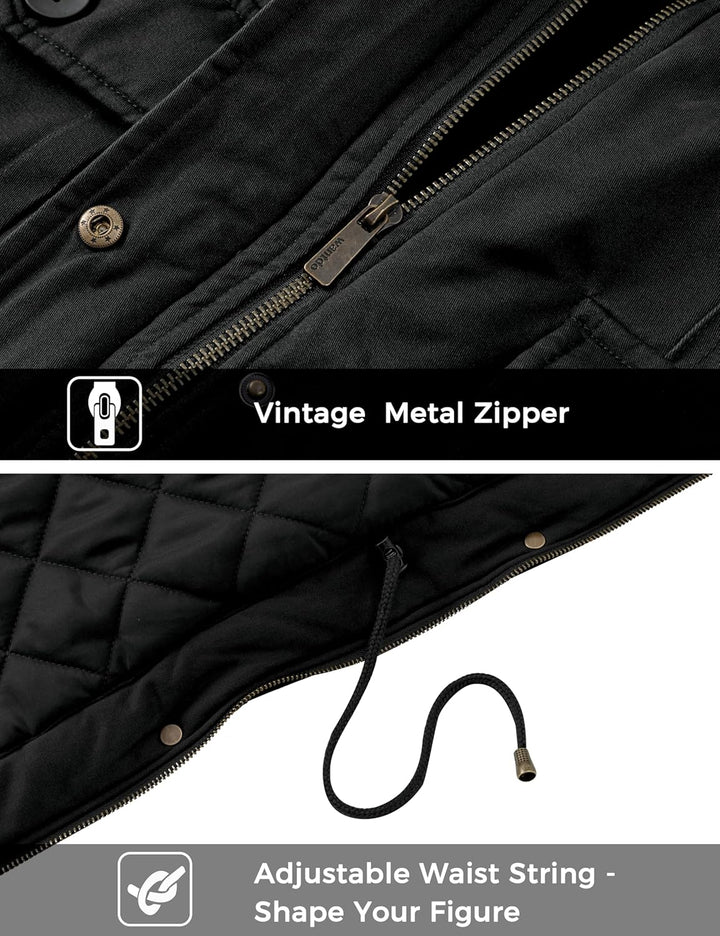 Wantdo Damen Klassische Baumwoll Jacke Warmer Fleece Mantel Winter Outdoor Parka Jacke Mittellanger