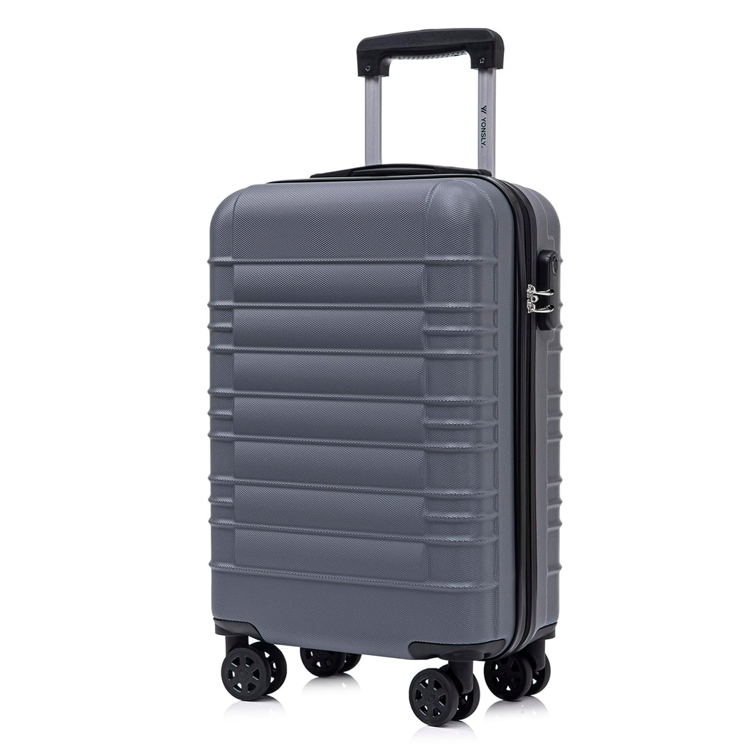 Koffer Suitcase M Grau, Trolley Reisekoffer, Kabinenkoffer Rollkoffer Handgepäck mit 4 Rollen 360°,