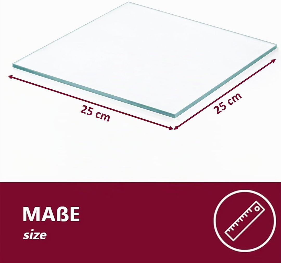 Euro Tische Glas Eckregal 25 x 25 cm, Wandregal für Badezimmer, Duschregal Bad, Glas Badregal mit 6m