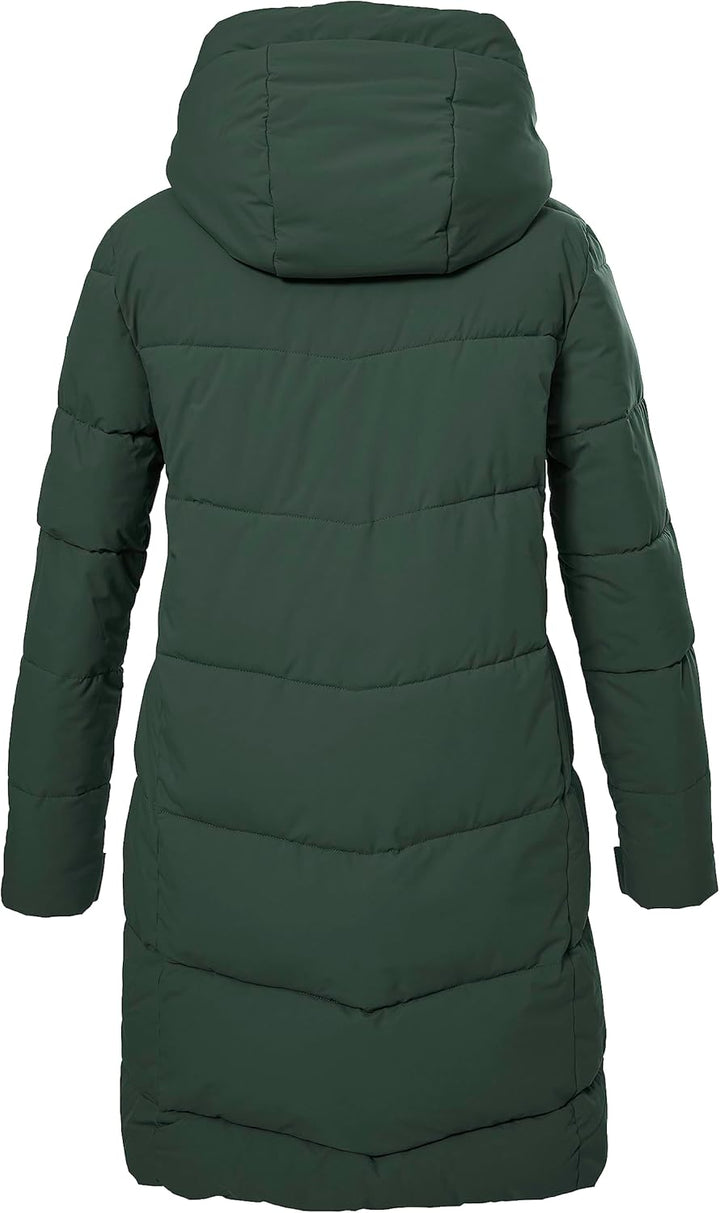 Killtec Damen Kow 16 Wmn Qltd Prk Steppparka/Parka in Daunenoptik mit Kapuze 40 Dunkelgrün, 40 Dunke