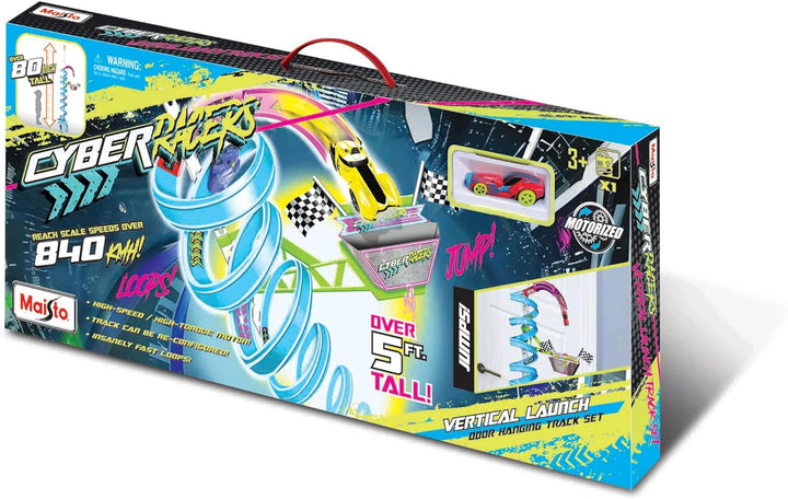 MAISTO Cyber Racer Vertical Launch Verrückte Autorennbahn für die Tür 2 Meter hoch mit Korkenzieher