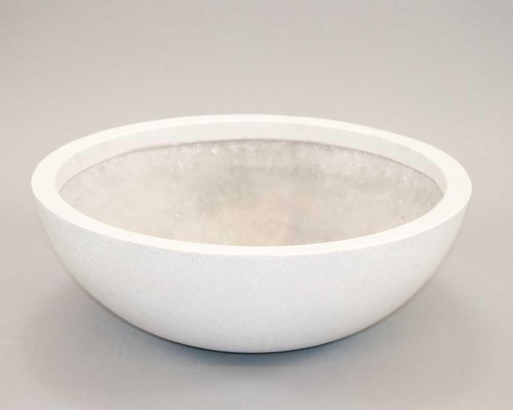 Eleganteinrichten Blumenkübel Fiberglas Schale D46xH16cm Perlmutt weiss.