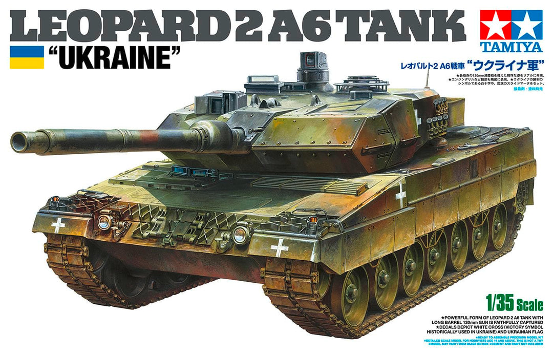 Tamiya 25207 1:35 BW KPz Leopard 2 A6 (3) Ukr. - Modellbausatz,Plastikbausatz, Bausatz zum Zusammenb