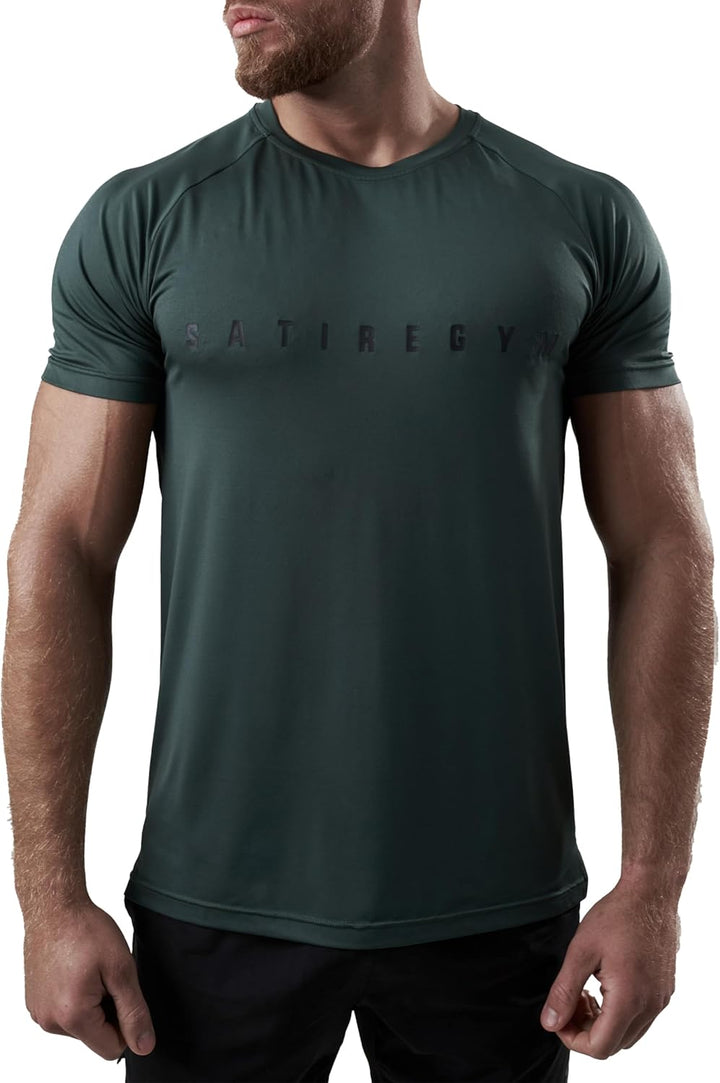 Satire Gym - Sport Shirt Männer atmungsaktiv - enganliegendes & schnelltrocknendes Fitness Tshirt He