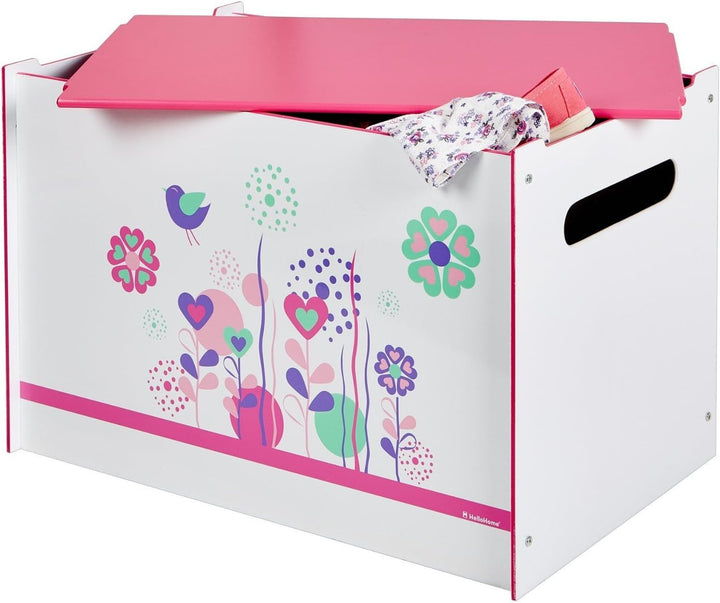 Blumen und Vögel - Spielzeugkiste für Kinder – Aufbewahrungsbox für das Kinderzimmer, 39.5x39.5x60.0