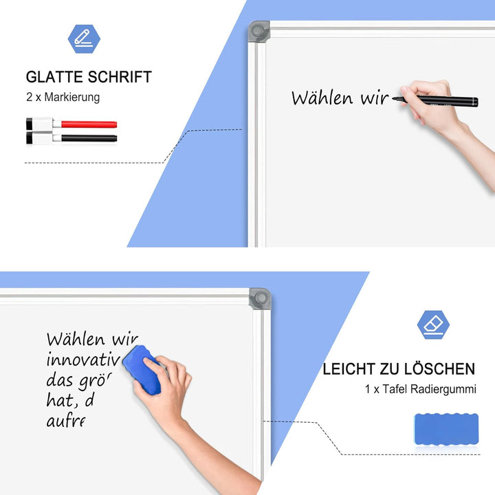 DOLLAR BOSS Magnetisches Whiteboard, 45X60CM Magnettafel Magnetpinnwand mit Whiteboard Stifte and Wh