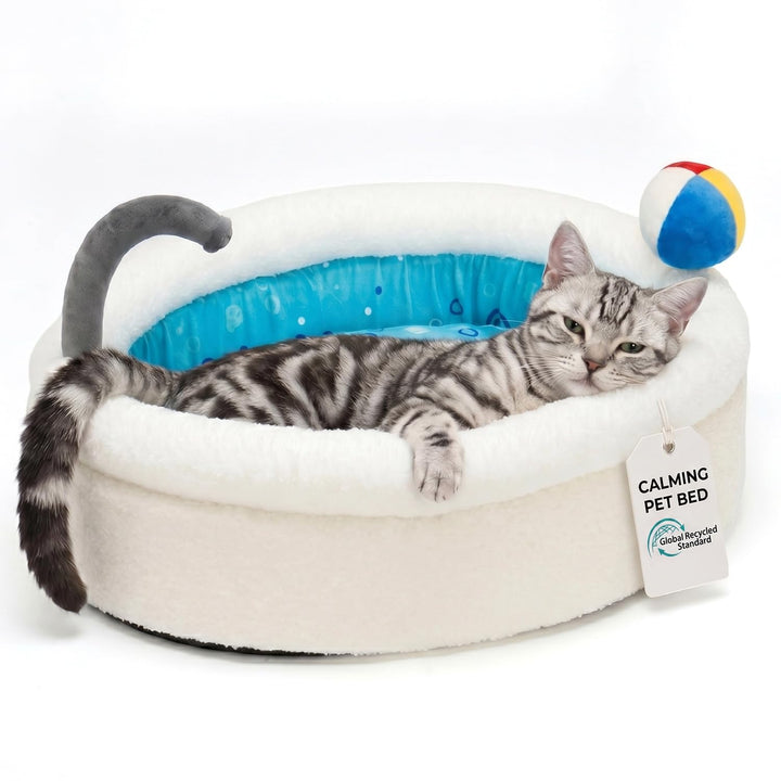 Katzenbett Katzenkissen, Hundebett Kleine Hunde, 58x40x18cm | Badewanne-Korb mit Hohem Rand, Flausch