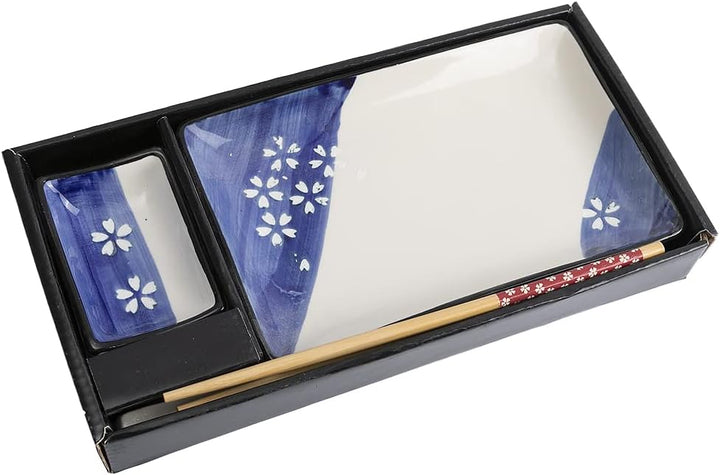 lachineuse – Japanisches Sushi-Service – Teller, Essstäbchen und Untertassen für 1 Person – Farben W
