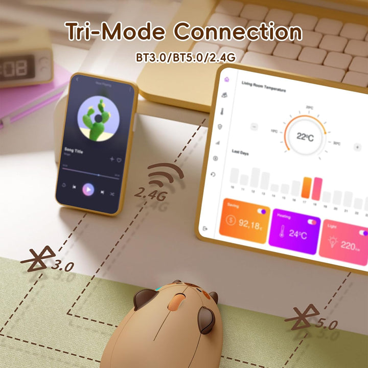 Akko Niedliche Kabellose Maus mit Katzenmotiv, 3200 DPI, Tri-Mode-Verbindung, Bluetooth 3.0/5.0/2.4G