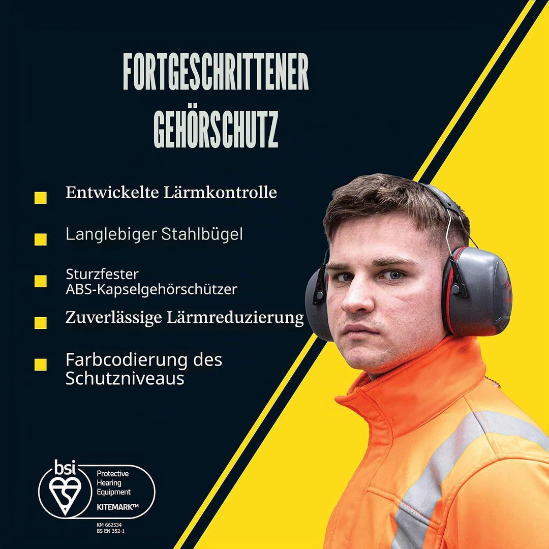 JSP Sonis 3 einstellbare Gehörschützer 37dB SNR (AEB040-0A1-A00) Grau/Rot, Grau/Rot
